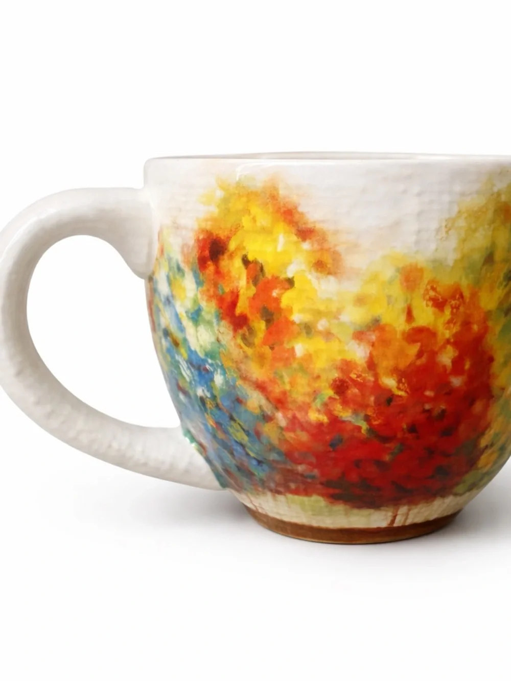 Pier 1 Imports Hand Painted Ironstone Mug Set Colorful Floral Coffee Cups